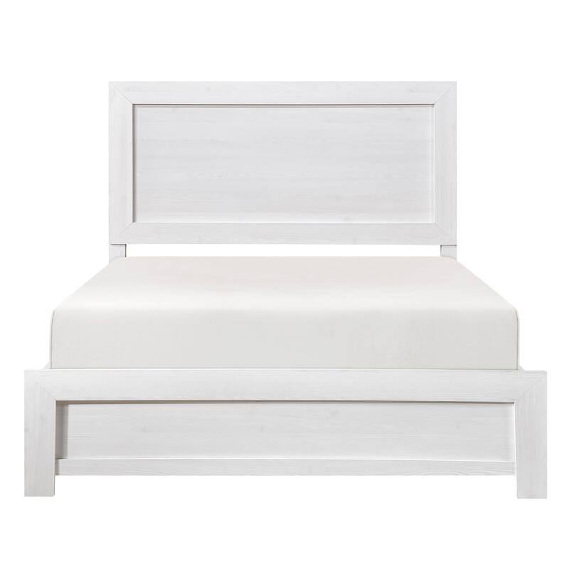 Full Size Panel Bed with Headboard and Footboard, White Finish, Ships in One Box - White