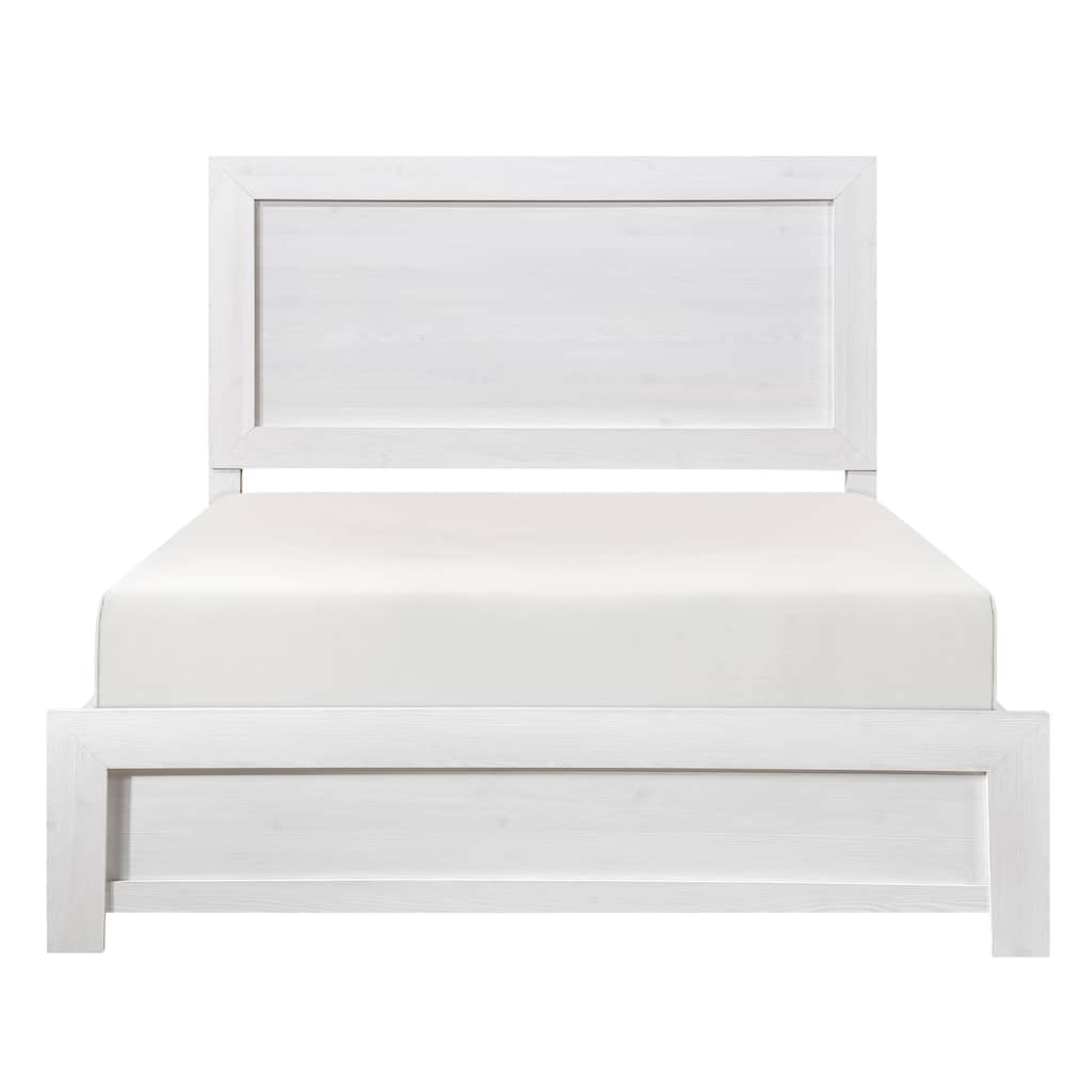 Queen Size Panel Bed with Headboard and Footboard, White Finish, Bed in a Box