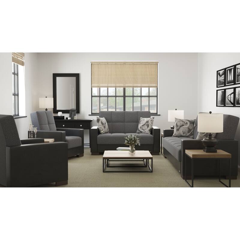 Collection Upholstered Convertible Loveseat With Storage