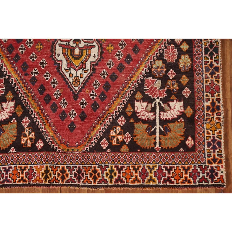 Vegetable Dye Shiraz Persian Vintage Rug Hand-knotted Wool Carpet - 4'7"x 7'5"
