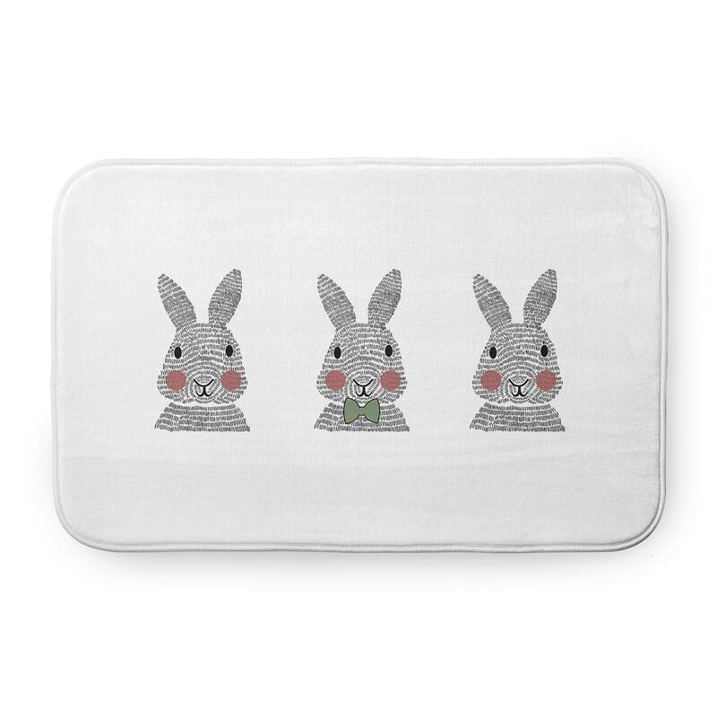Bunny Triplets Bathmat - Laurel Tree Green - 34" x 21"