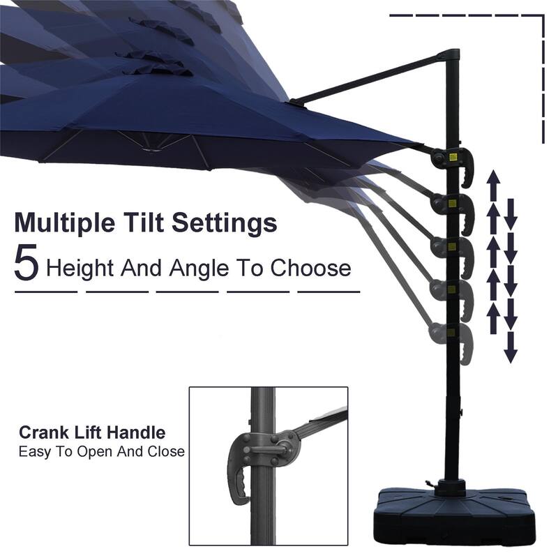 11 Feet PushButton Tilt Cantilever Patio Umbrella without Base On