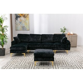 Elegant Velvet Sectional Sofa - Bed Bath & Beyond - 37775118