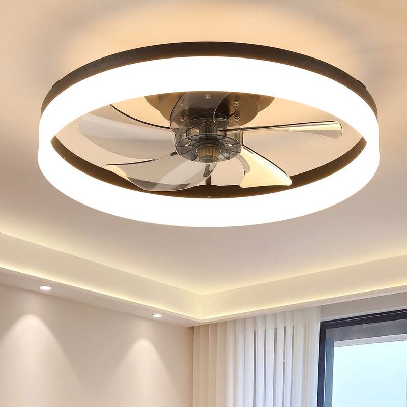 Modern Flush Mount Ceiling Fan with Lights
