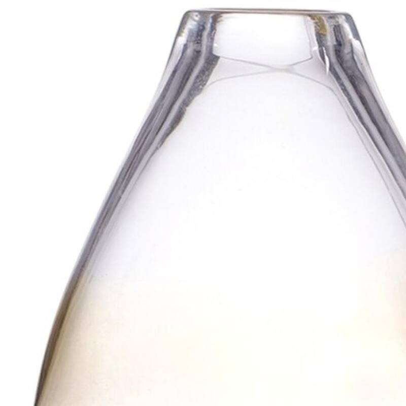 11" Clear And Amber Ombre Glass Round Table Vase - 7.10