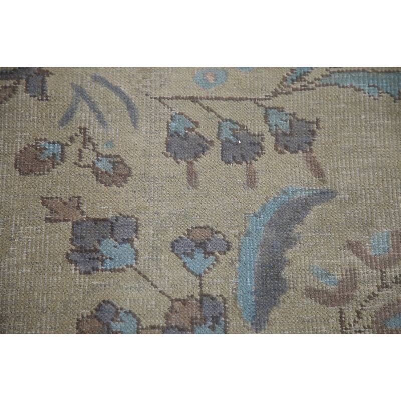 Hand Knotted Oriental 100% Wool Carpet Traditional Floral Green Tabriz Area Rug - 12' 0'' X 9' 4''