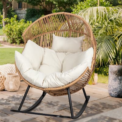 Futzca Wicker rocking egg chair (with cushions)