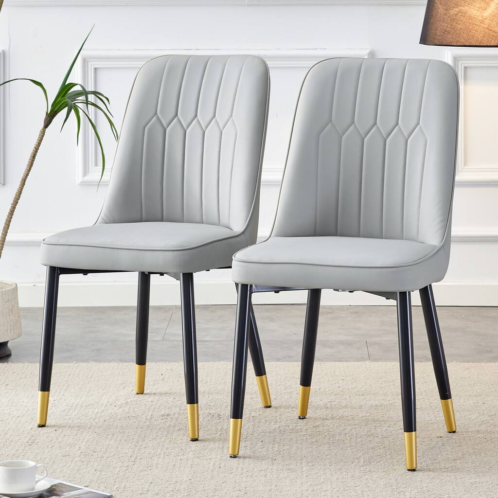 Side Chair Kitchen Chair Light Gray Vanity Chair Accent Chair Lounge Chair Leisure Chair Leather Chair Set of 2