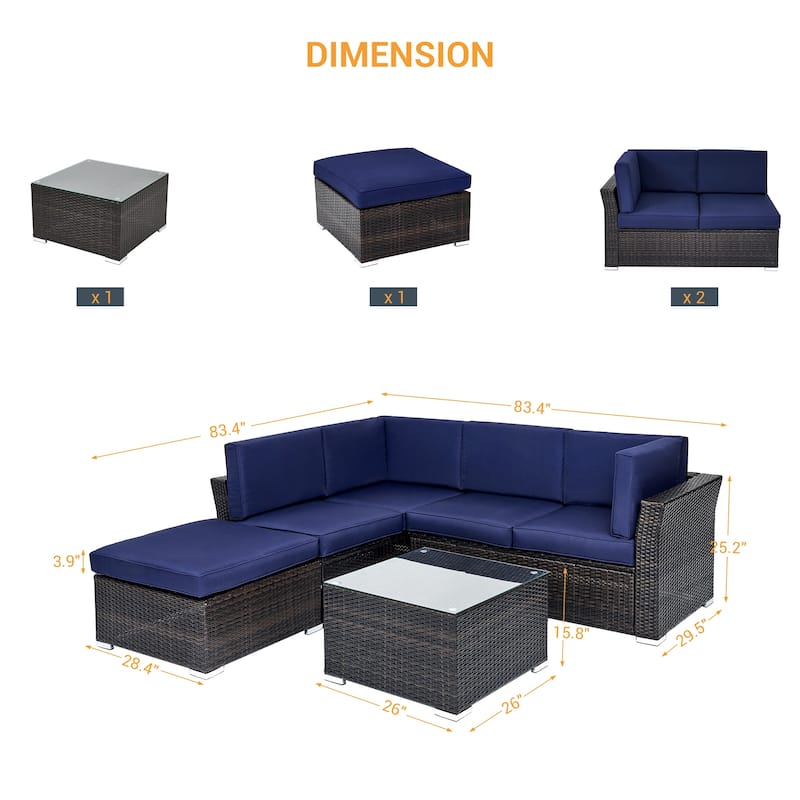 LIVOOSUN 4Pcs Rattan Wicker Conversation Patio Furniture Sets,w/Table