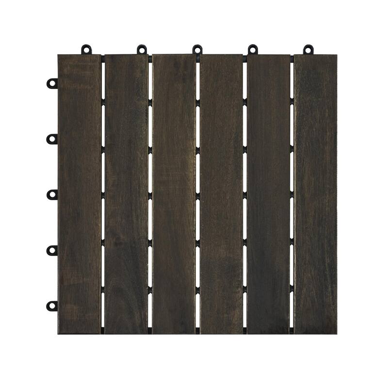 30 Pieces 12”x12” Acacia Wood Outdoor Deck Tiles Waterproof Mold Resistant Balcony Garden Floor