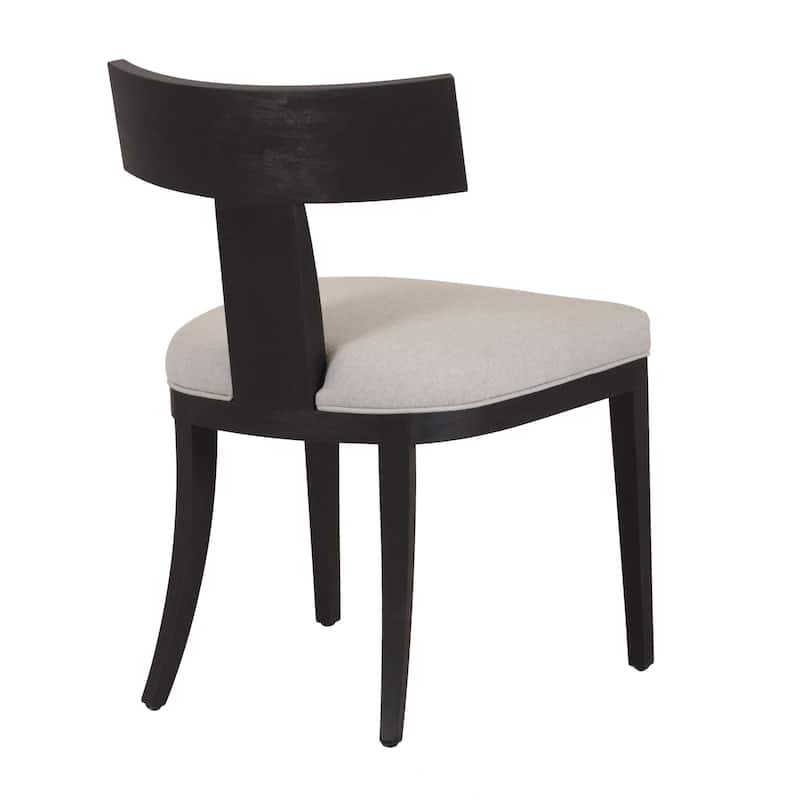 Cid Sten 21 Inch Dining Chair Set of 2, T Shape Back, Beige Linen, Black