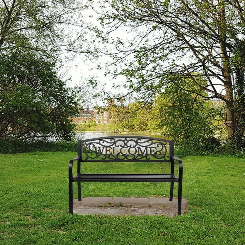 50 in. Outdoor Cast Iron Bench Decorative Patio Lawn Garden Park Bench