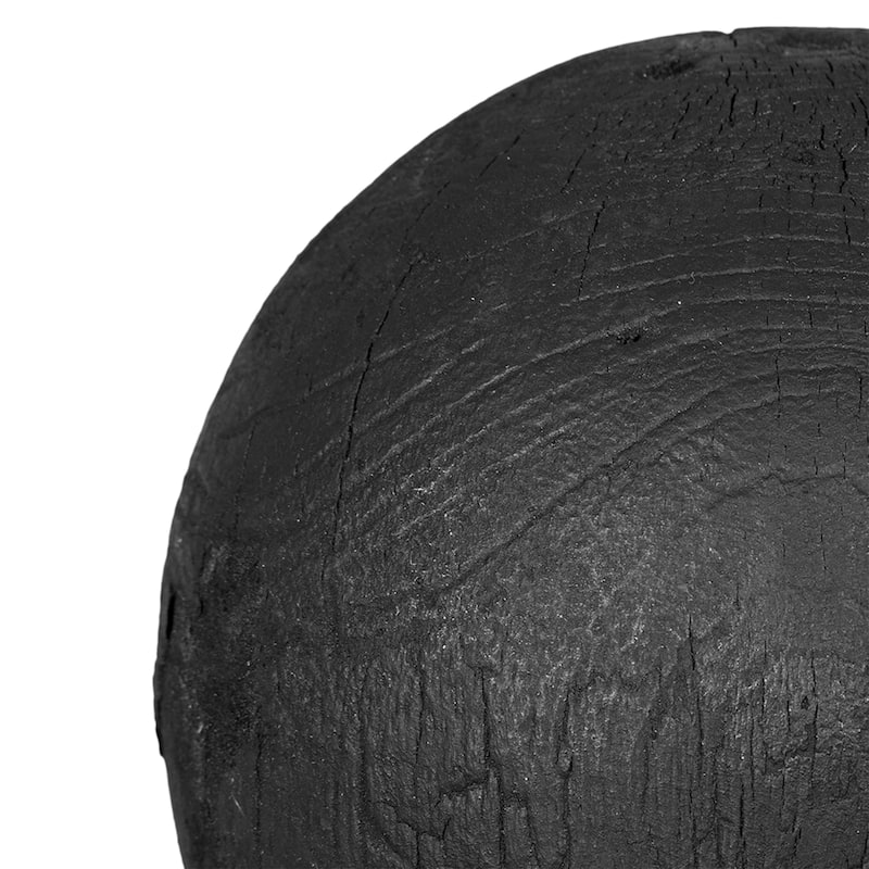 Rustic Style Teak Orbs - 15" - Black - Set of 3
