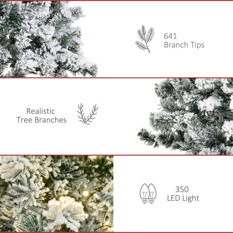 Snow-Flocked Pre-Lit Artificial Douglas Fir Christmas Tree with LED Lights & Tips