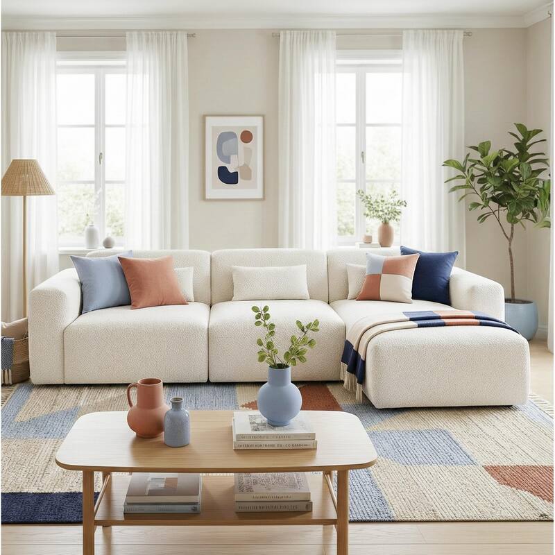Hobbs Modern Boucle Sectional Sofa with Deep Ergonomic Seating