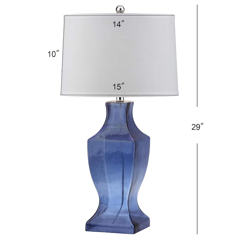 SAFAVIEH Lighting 29-inch Blue Glass Bottom Table Lamp (Set of 2) - 15"x15"x29"