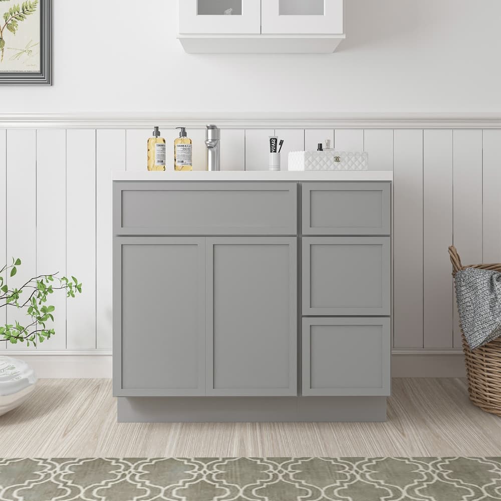 Vanity Art 36" Oak Freestanding Bathroom Vanity Cabinet without Top