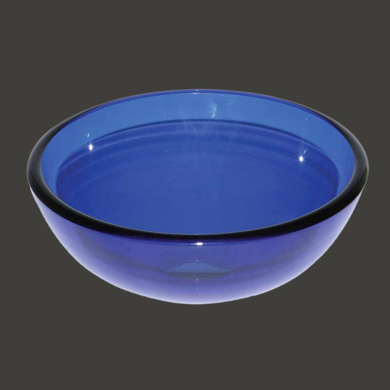 Glass Vessel Sink 11-3/4" Round Blue Tempered Glass Countertop Bathroom Vessel Sink with Chrome Drain Renovators Supply