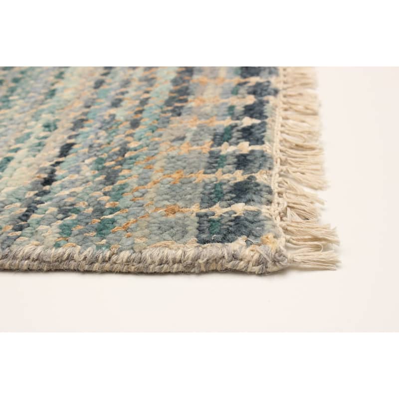 ECARPETGALLERY Hand-knotted Silk Shadow Green Viscose, Wool Rug - 2'7 x 9'8