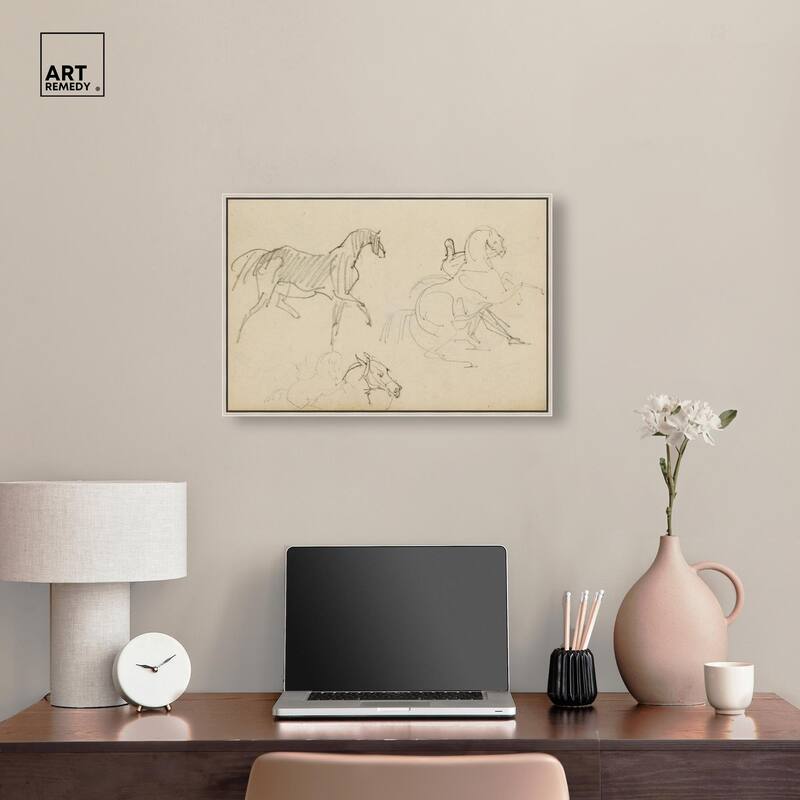 Gericault - Three horse studies Canvas by Art Remedy
