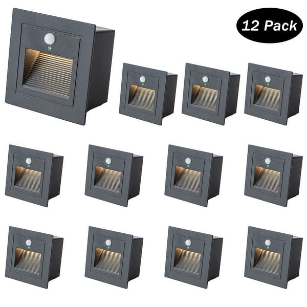 slide 2 of 11, C Cattleya Black Aluminum Hardwired Motion Sensing Outdoor Step Light 12-Pack
