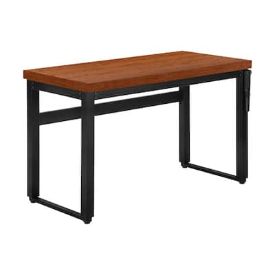 Computer Desk, Home Office, Standing, Adjustable, 48"l, Work, Laptop, Brown Laminate, Black Metal, Contemporary, Modern