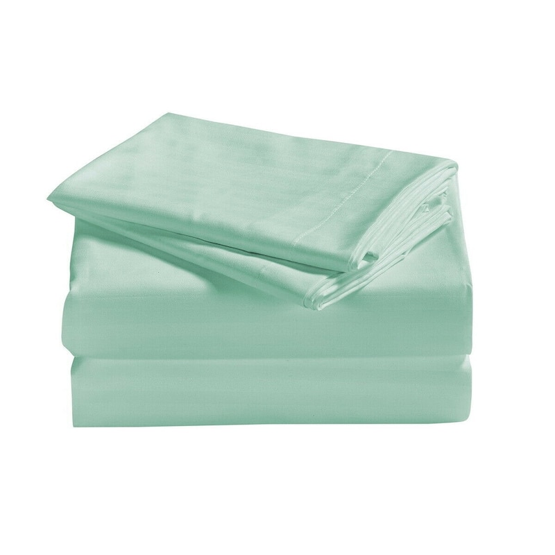 1800 Series Sheets for Bed Dobby Stripe Stay Cool Bed Sheets Deep Pockets Soft - Queen - Aqua