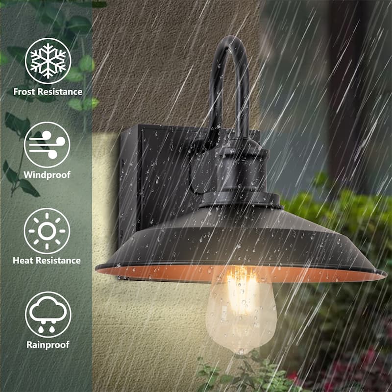 14" Outdoor Barn Wall Light with GFCI outlet