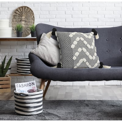 Sevita Gray Zeal Pom Throw Pillow