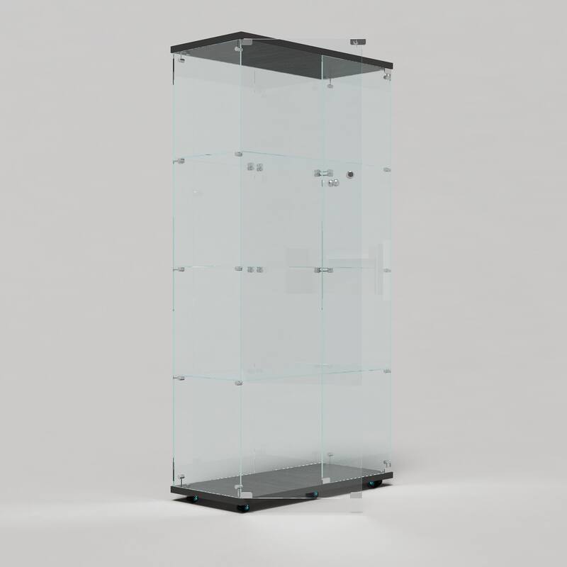 Tempered glass cabinet,wine cabinet,storage cabinet,file cabinet,with Bluetooth LED light,lock on the door,equipped with cast