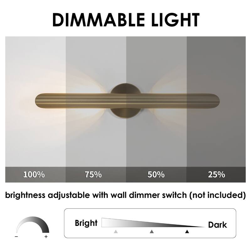 23.6-inch Minimalist Linear Dimmable Bathroom Vanity Light over Mirror Metal LED Wall Sconces Lighting