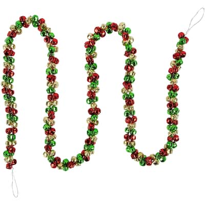 5ft Green, Gold Red Festive Jingle Bell Artificial Christmas Garl