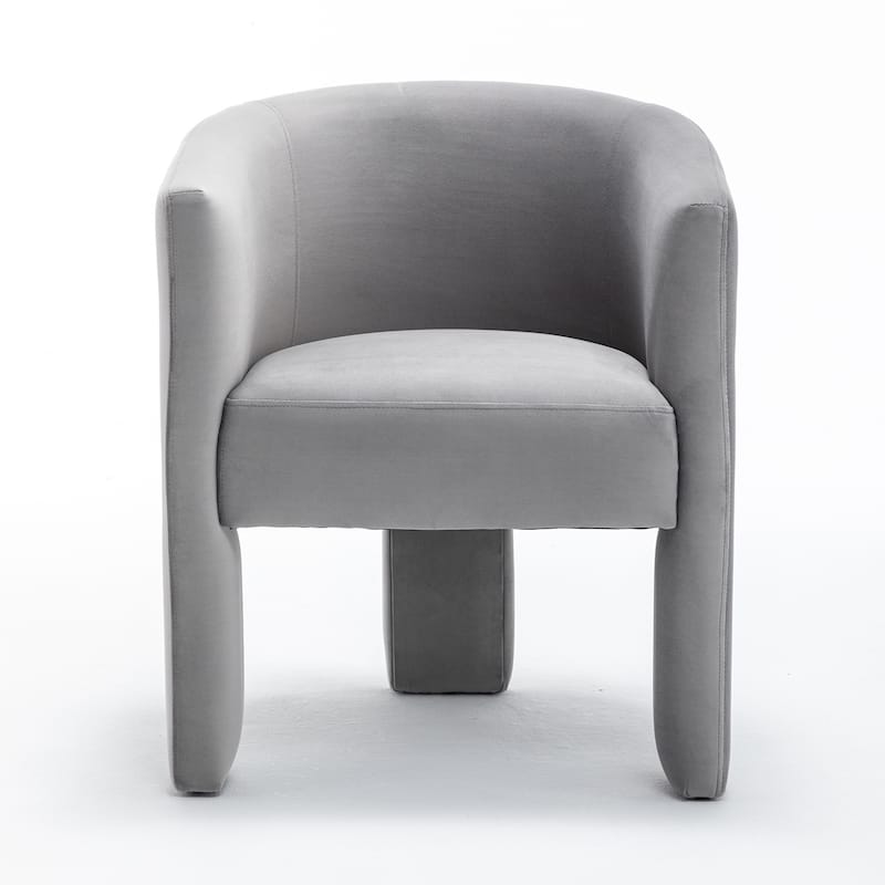 SEYNAR Modern Velvet Accent Chair, Upholstered Barrel Chair with Unique Solid Base for Living Room Soft Club Chair