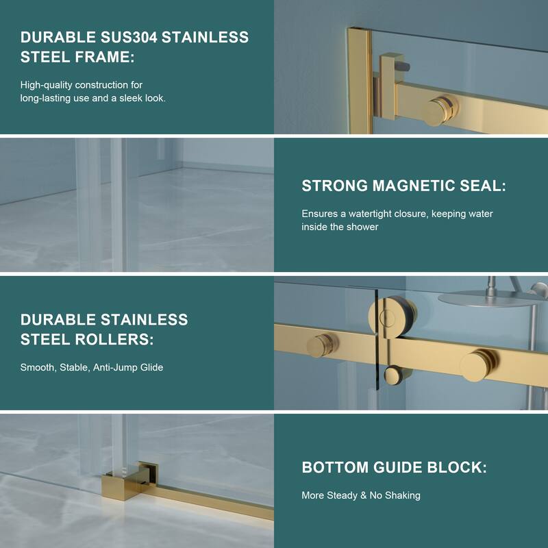 48"W x 76"H Single-Slide Shower Door - 8mm Tempered Glass