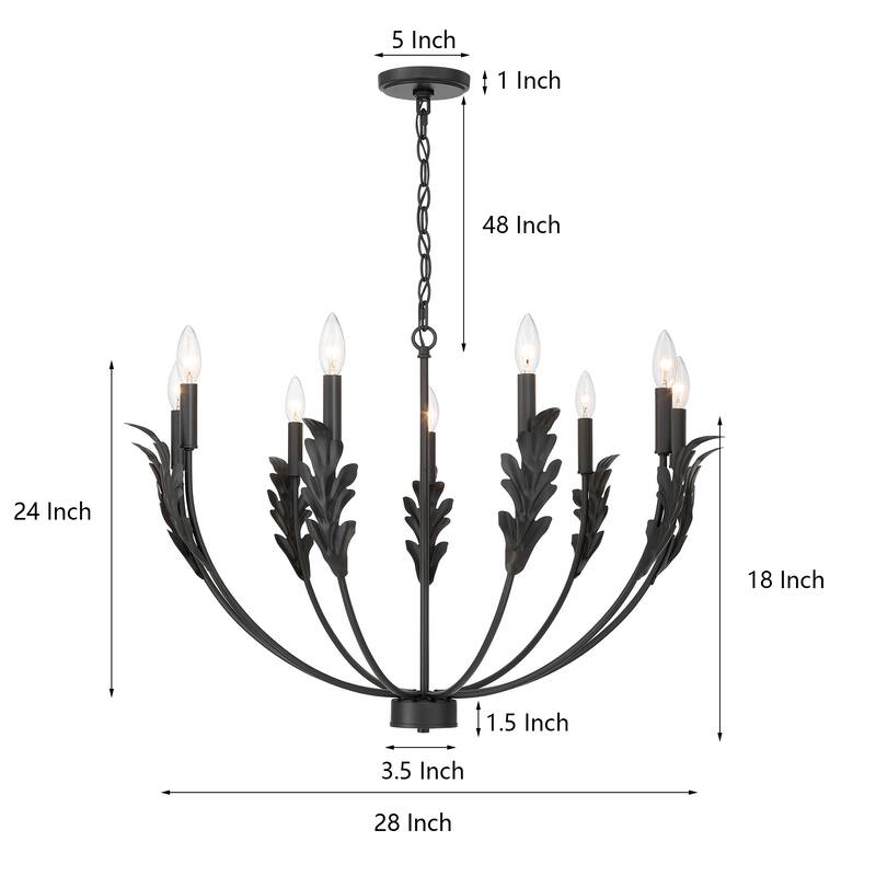 Acroma Black Vintage Leaf Pattern Pendant Light Ideal for Living Room Lighting