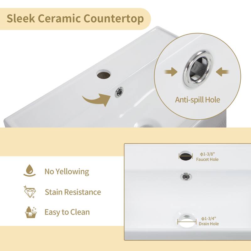 30" Bathroom Vanity with Sink, Wall-Mounted Floating Curved Edges Striped Bathroom Storage Cabinet with Drawer, Ceramic Basin