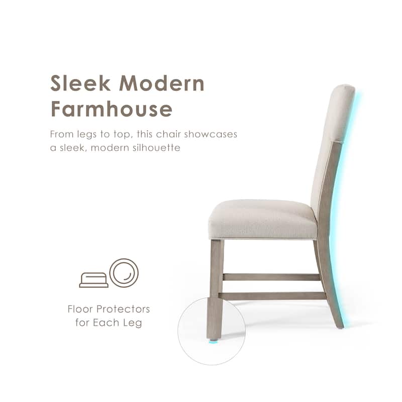 Furniture of America Yetaria Modern Farmhouse Natural Wood Upholstered Dining Chairs (Set of 2)