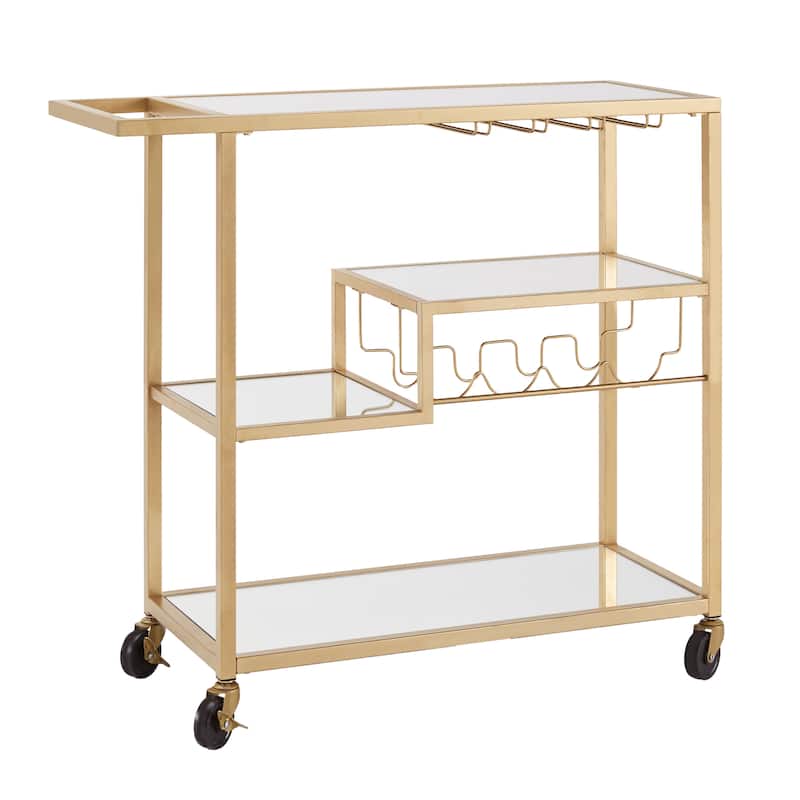 Metropolitan Mirrored Glass Top Metal Bar Cart by iNSPIRE Q Bold - Gold