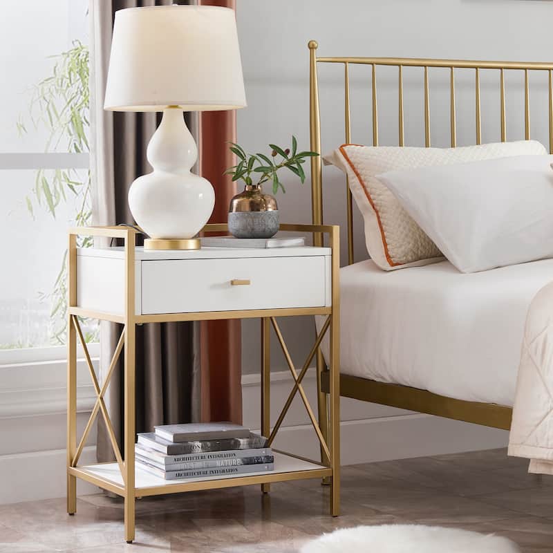 Contemporary Charging One Drawer Nightstand Side Table