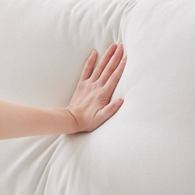 Modular L-Shaped Sectional Sofa with Movable Ottoman, 5 Seat Corner Couch with Throw Pillows, Comfy Cloud Upholstered Sofa