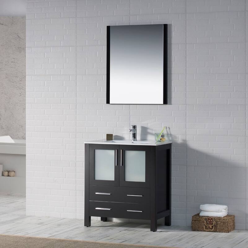 Blossom Solid Wood Double Bathroom Vanity w/ Ceramic Sink & Base