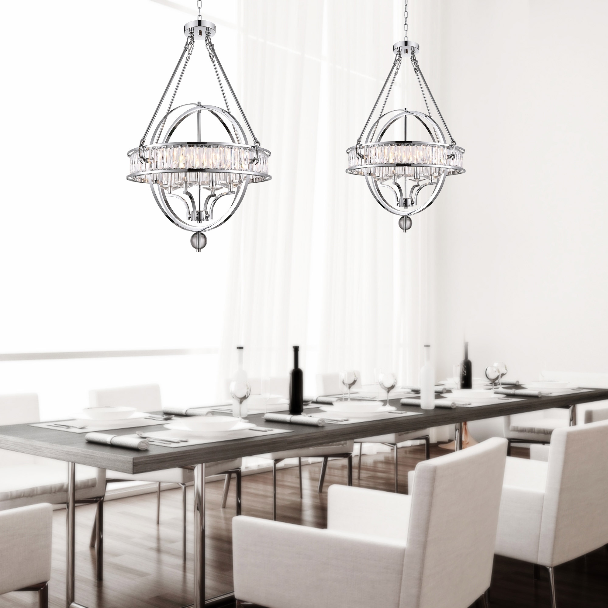 CWI Lighting Arkansas 4 Light Chrome Chandelier