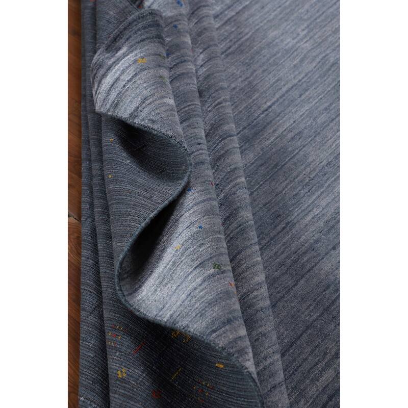 Tribal Blue Gabbeh Area Rug Handmade Silk Carpet - 7'11"x 9'8"