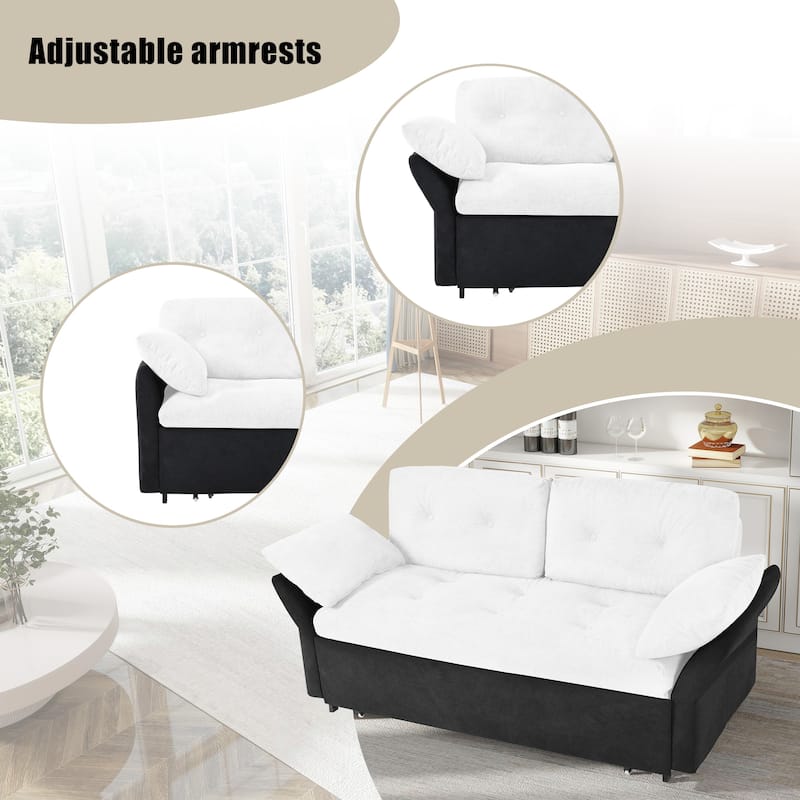 3-in-1 Convertible Sleeper Couch, chenille Loveseat Sofa