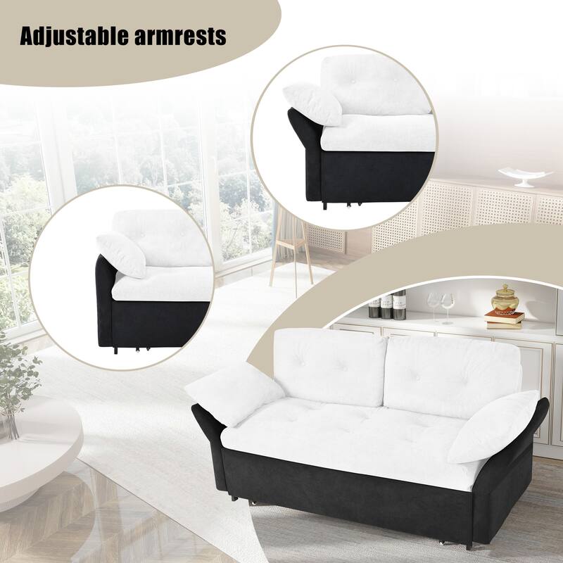 GDFStudio - Convertible Pull Out Sofa Bed Queen Size, 3-in-1 Convertible Sleeper Couch with Thickened Cushions and Side Storage