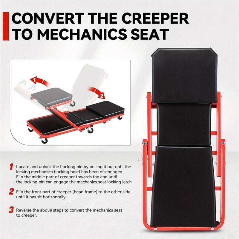 Multiple Mechanical Crawling Seats,36/40 in 2-in-1 Rolling Stools