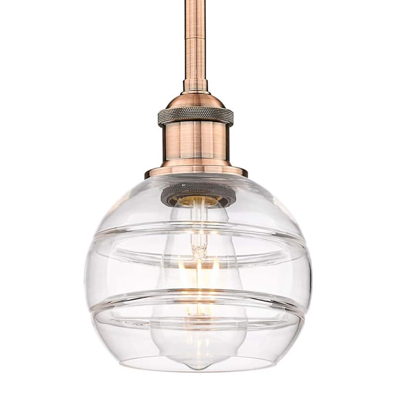 Innovations Lighting 616-1S 7 6 Rochester Pendant Rochester 6" Wide - Antique Copper / Clear