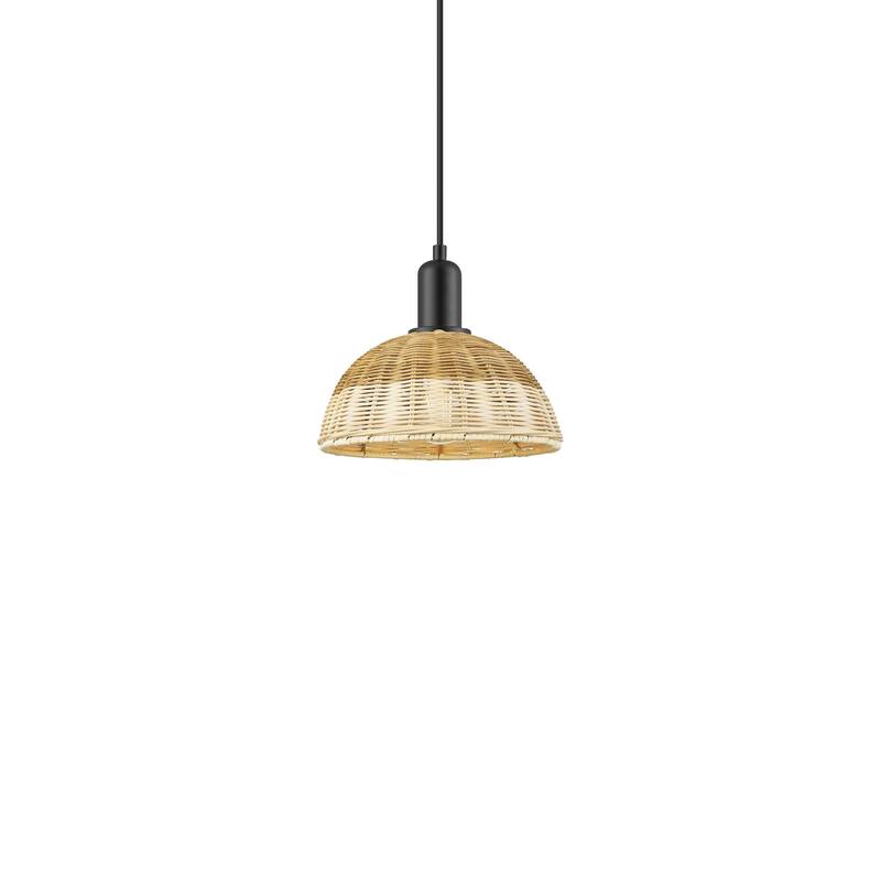 Innovations Lighting 716-1P-8-9 Natural Ballston Dome Pendant Natural - Matte Black / Natural