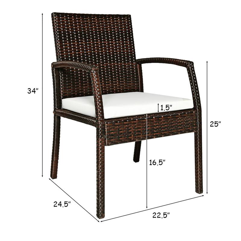 Costway Set of 6 Patio Rattan Dining Chairs Cushioned Sofa Armrest - See Details