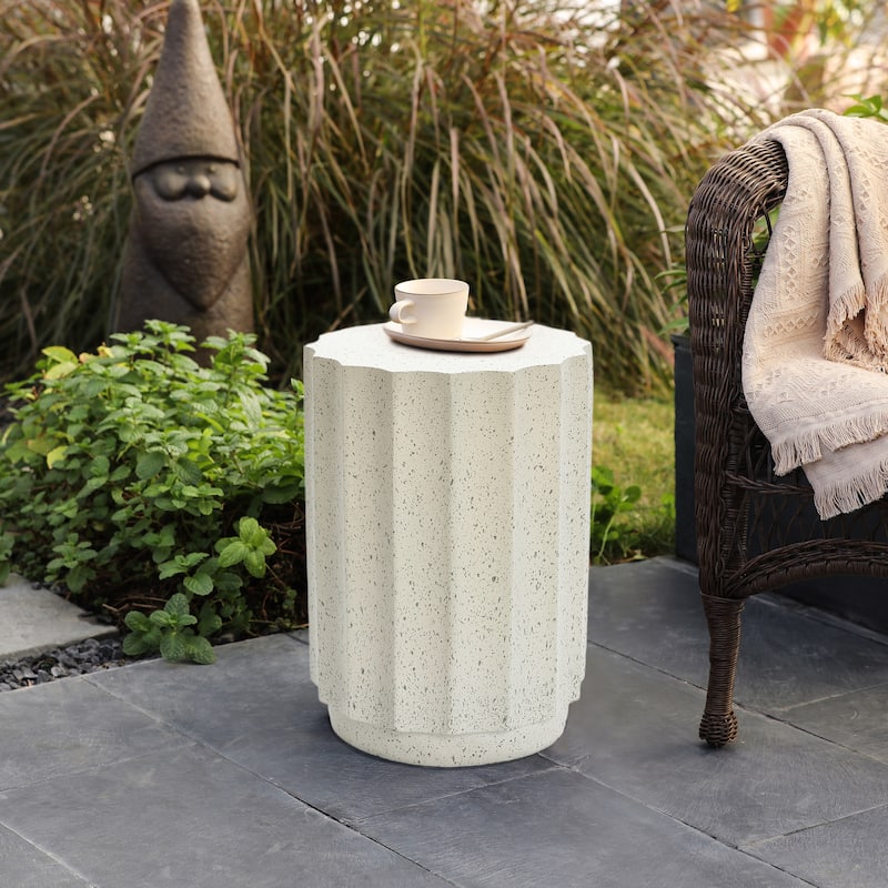 Round Cement Side and End Table, Outdoors & Indoors